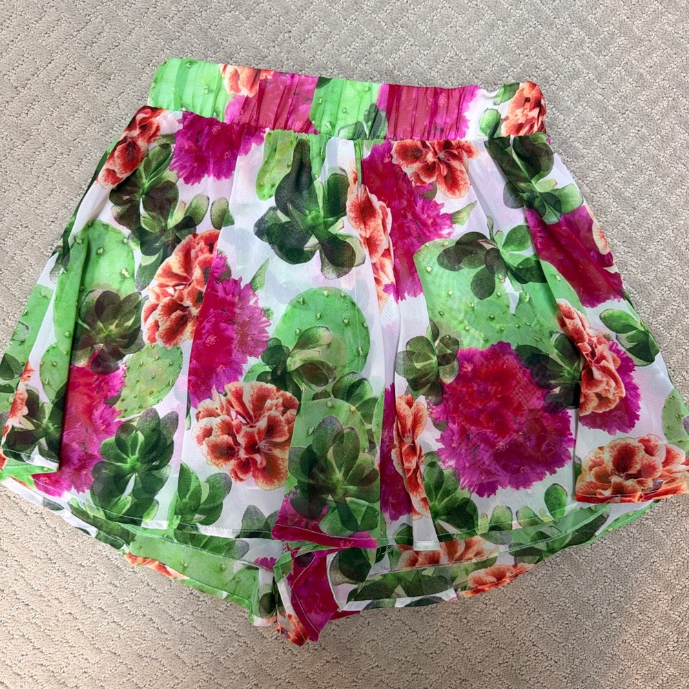 Show Me Your Mumu Pink & Green Floral Cactus Shorts
